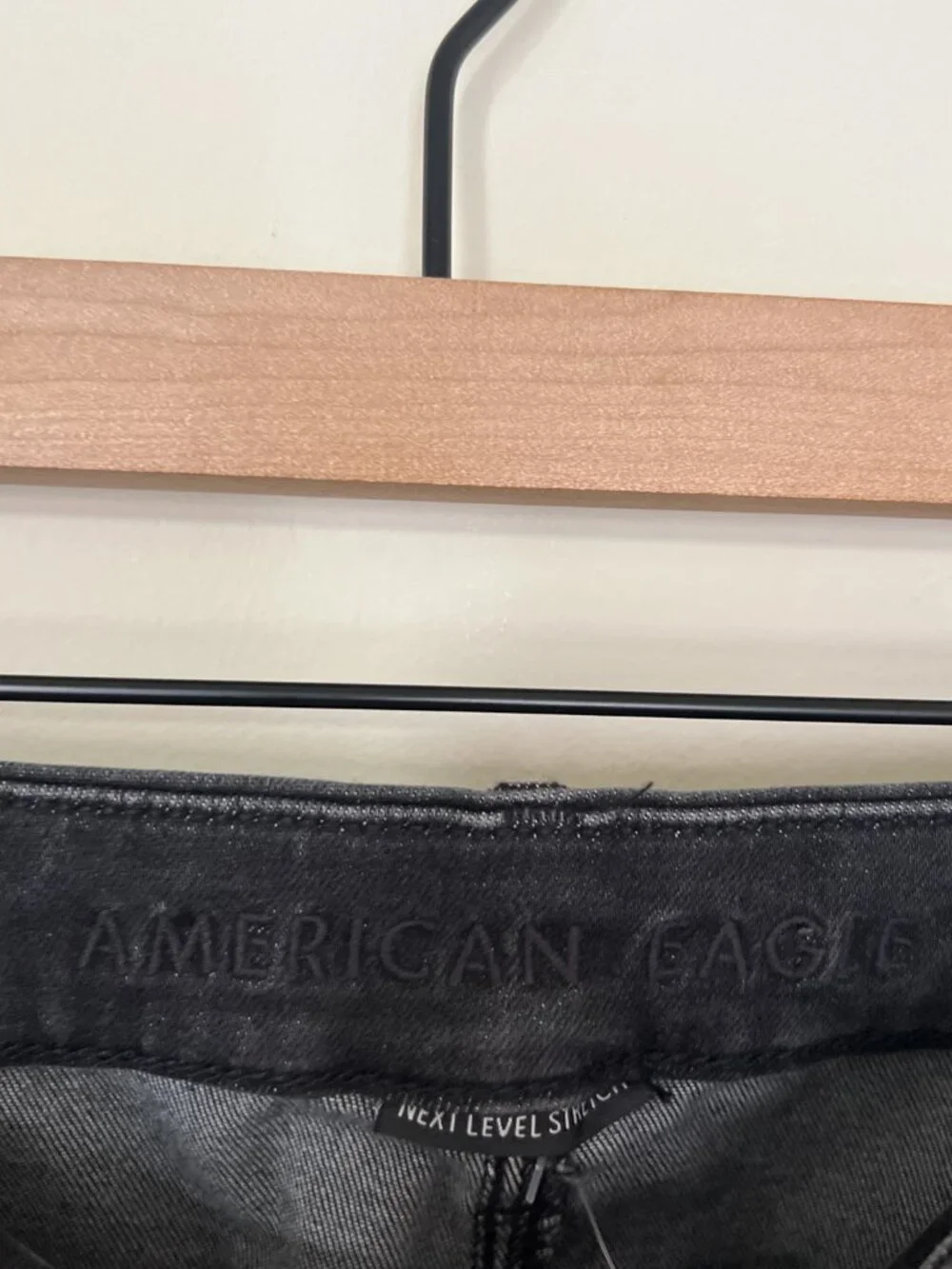 NWT American Eagle Charcoal Wash Curvy Super High Rise Flare Jeans - Picture 4 of 7